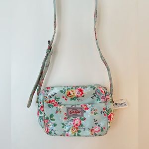 NEW Cath Kidston London Aqua Blue Floral Small Bag Adjustable Crossbody Purse
